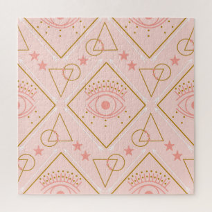 Roze gouden ogen: geometrisch naadloos ontwerp legpuzzel