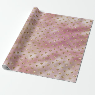 Roze Gouden Ombre Glitter Harten Cadeaupapier
