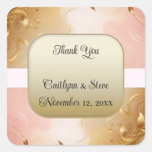 Roze Gouden Ombre Trouw Vierkante Sticker