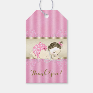 Roze Gouden Parel Meisje Baby Shower Cadeaulabel