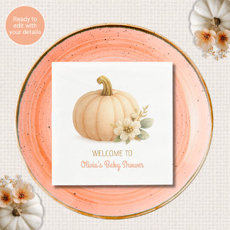 Roze Gouden Pompoen Baby Shower Papieren Servetjes Servet