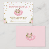 Roze Gouden Pompoen Luier Raffle Bloemen Herfst Me Informatiekaartje (Voorkant / Achterkant)