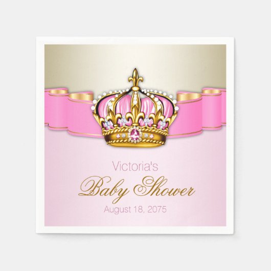 Roze gouden Princess Crown Baby shower Servet (Voorkant)