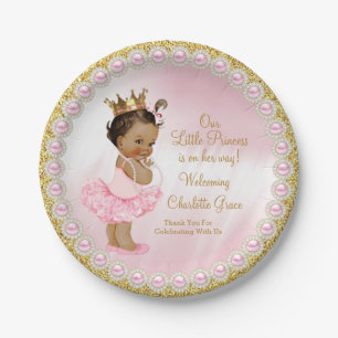 Roze Gouden Prinses Baby Shower Papieren Borden Bordje
