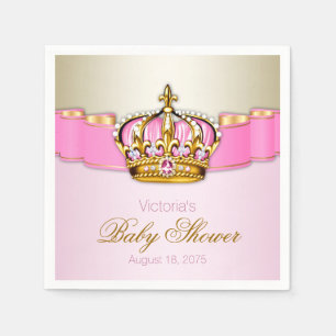 Roze Gouden Prinses Kroon Baby Shower Servet