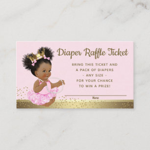 Roze Gouden Prinses Luier Raffle Tickets Informatiekaartje