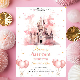 Roze Gouden Prinses Verjaardag Uitnodiging