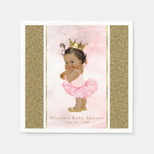 Roze Gouden Prinses Vintage Baby Meisje Borrel Par Servet