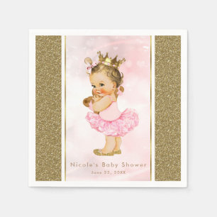 Roze Gouden Prinses Vintage Baby Meisje Shower Fee Servetten