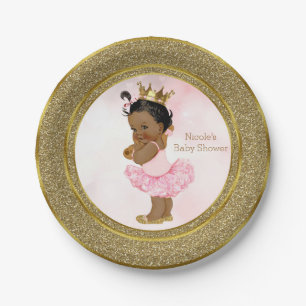 Roze Gouden Prinses Vintage Donkere Baby Meisje Sh Papieren Bordje