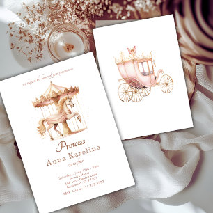 Roze Gouden  Prinsessen Carrousel Sprookje Verjaar Kaart