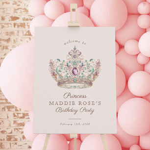 Roze Gouden Prinsessen Kroon Sprookje Verjaardag B Poster