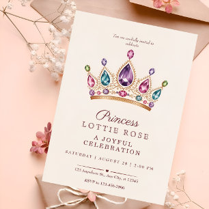 Roze Gouden Prinsessen Kroon Sprookjes Feestelijkh Kaart