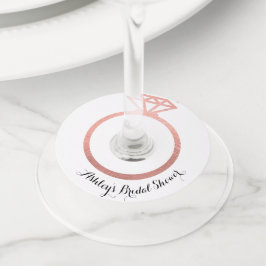 Roze gouden ring bruids douche  wijnglaslabel