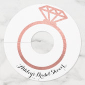 Roze gouden ring bruidsdouche  wijnglaslabel (Voorkant)