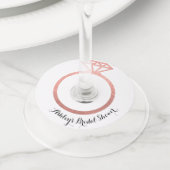 Roze gouden ring bruidsdouche wijnglaslabel (Dichtbij)