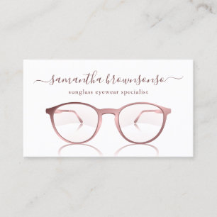 Roze Gouden Ronde Bril Reflectie Calligrafie Visitekaartje
