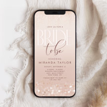 Roze Gouden Roos Bruiloftsfeest Mobiele Uitnodigin