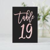 Roze Gouden Roze Folie Moderne Script Tafelnummer  (Staand voorkant)