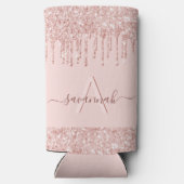 Roze gouden roze glans glitter monogram naam (Achterkant)