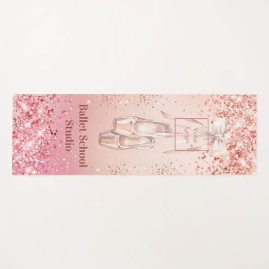 Roze gouden roze glinsterend ballet dansschool log yogamat (Voorkant (horizontaal))