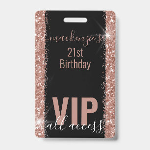 Roze Gouden Roze Glitter VIP Verjaardagsfeest Uitn Badge