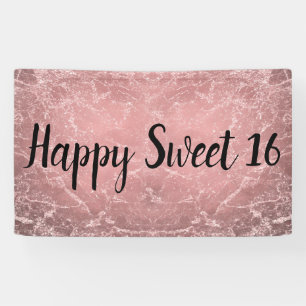 Roze Gouden Roze Huidige Trendy Marmeren Feestslui Spandoek