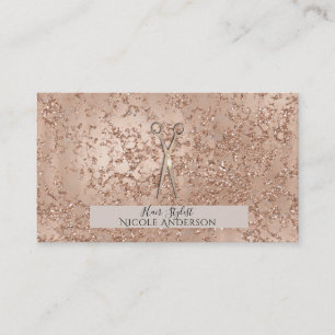 Roze Gouden Roze Krakeling Glitterschaar Stylist Visitekaartje