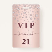 Roze gouden roze monogram vip luxe badge (Voorkant)