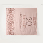 Roze Gouden Roze Verjaardag Doek 50 Jaar Wandkleed (Voorkant (horizontaal))