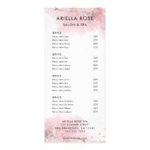 Roze Gouden Salon Service Menu Prijslijst Kaart
