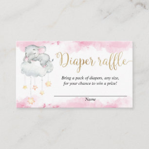 Roze gouden schattige baby olifant luier loterij k informatiekaartje