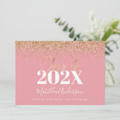 roze gouden script moderne elegante afstuderen kaart (Staand voorkant)