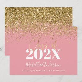 roze gouden script moderne elegante afstuderen kaart