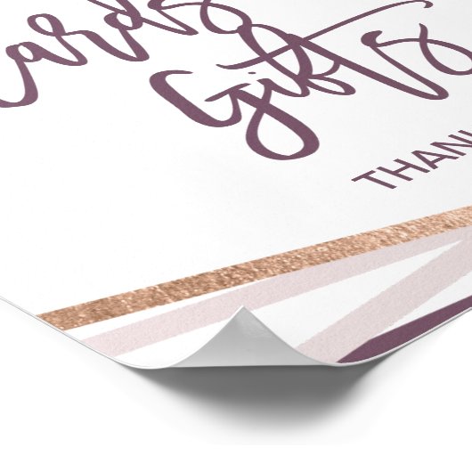 Roze Gouden Slierten Kaarten en Geschenkwinkel Bor Poster (Hoek)