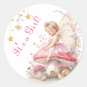 Roze & Gouden Sprookjesachtige Cottage Meisjes Bab Ronde Sticker