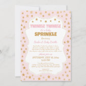 Roze Gouden Sterren Twinkle Baby Sprinkle 3745 Kaart (Voorkant)