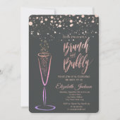 Roze Gouden Stippen Champagneglas Bruidsdouche Kaart (Voorkant)
