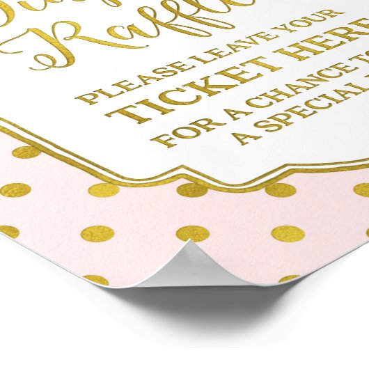 Roze gouden Stippen - Dappere Raffle Sign Poster (Hoek)