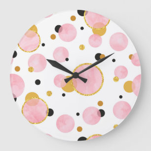 Roze gouden Stippen, geometrische Vintage. Grote Klok