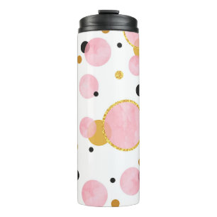 Roze gouden Stippen, geometrische Vintage. Thermosbeker