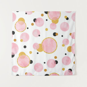 Roze gouden stippen, geometrische vintage. wandkleed