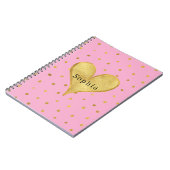 Roze Gouden Stippen Hart Notitieboek (Linkerzijde)