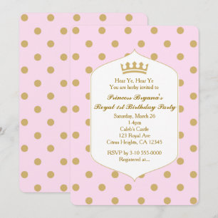 Roze & Gouden Stippen Koninklijke Kroon Prinses Ui Kaart