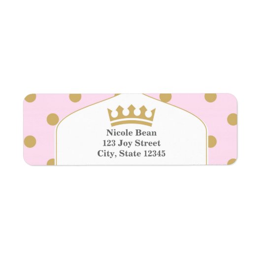 Roze & gouden Stippen Royal Crown Princess Labels (Voorkant)