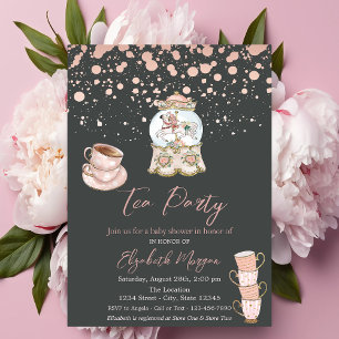 Roze Gouden Stippen Thee Feestje Baby Shower   Kaart