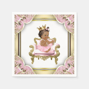 Roze Gouden Stoel Parels Etnische Meisje Baby Show Servetten