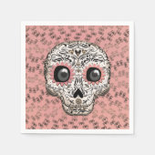 Roze & Gouden Suiker Skull Whimsical Cute Feest Servet (Voorkant)