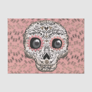 Roze & Gouden Suiker Skull Whimsical Cute Feest Tissuepapier