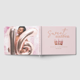 Roze Gouden Sweet 16 Folie Guestbook Gastenboek